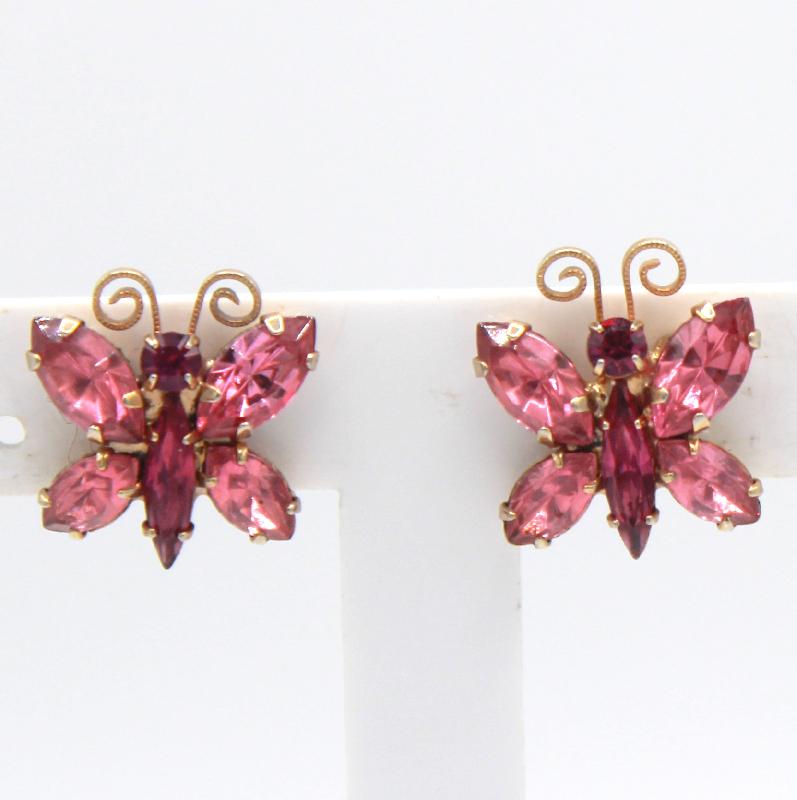 Front view of Pink Navettes Earrings Clip