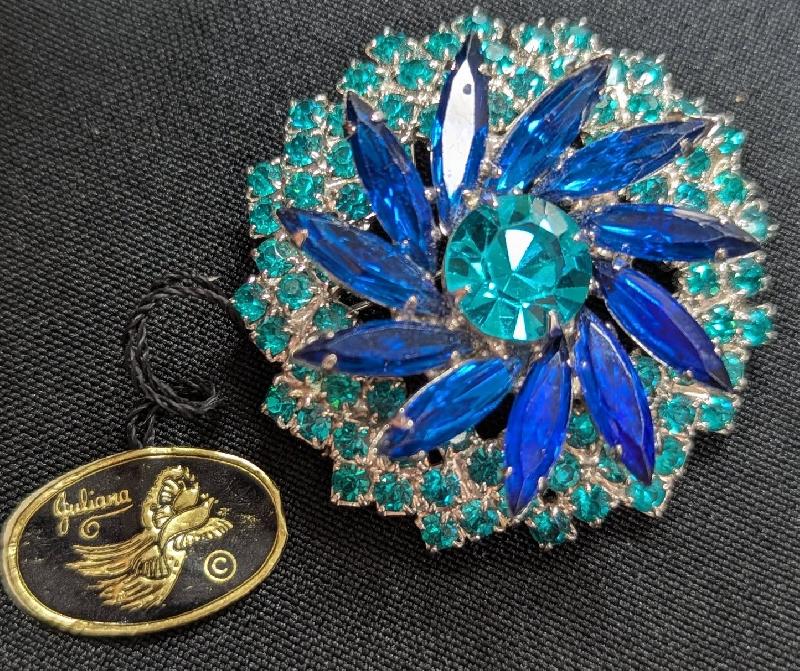 Front view of Blue Navettes Brooch