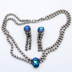 Blue Oval Multi-Color/Shaded Earrings Clip