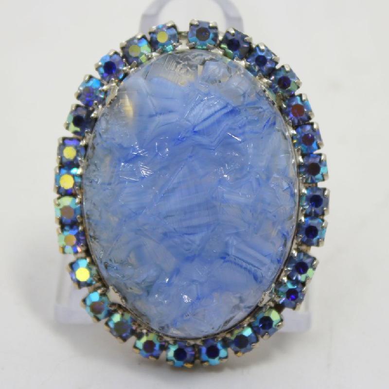 Front view of Blue Chatons Only Molded/Cut Brooch