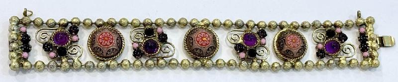 Front view of Multiple Colors Cabochons Molded/Cut Bracelet Flat Push In