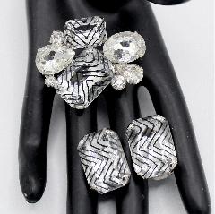 Clear Emerald Cut Plastic Brooch