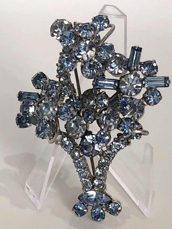 Front view of Blue Baguettes Brooch