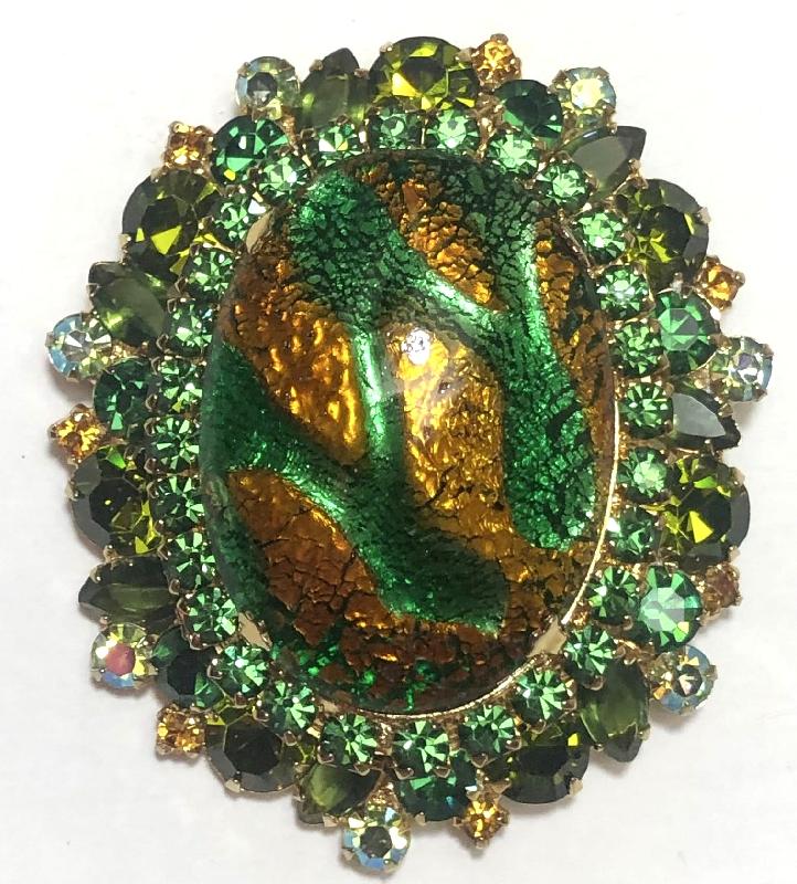 Front view of Green Cabochons Multi-Color/Shaded Pin Pendant
