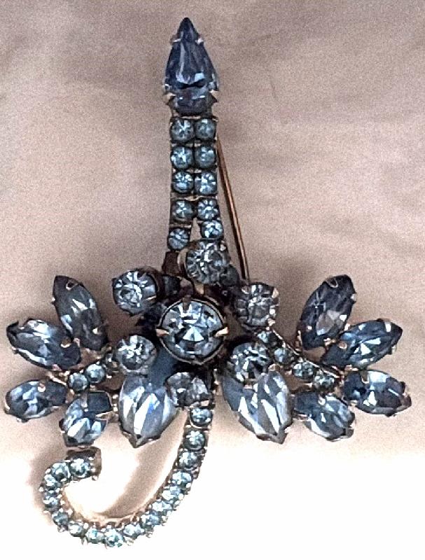 Front view of Blue Pear Brooch