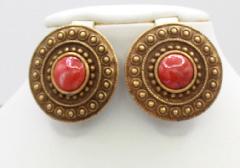 Red Cabochons Earrings Clip