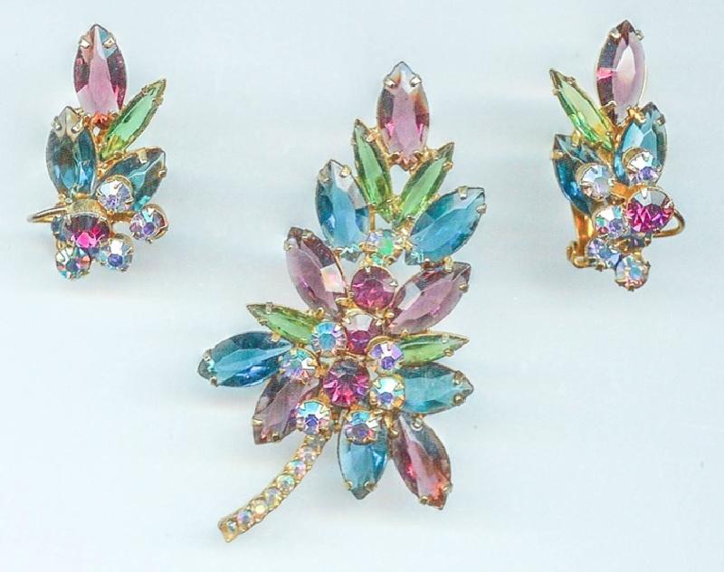 Front view of Pastel Navettes Brooch