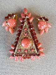 Orange Cabochons Spotted Pin Pendant
