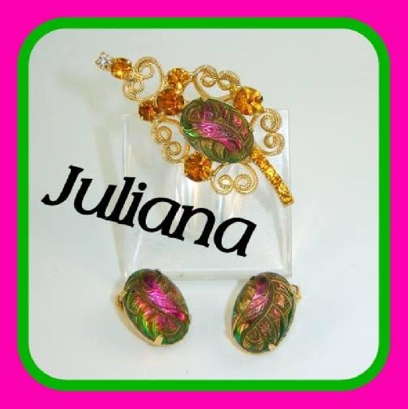 Front view of Multiple Colors Cabochons Molded/Cut Earrings Clip