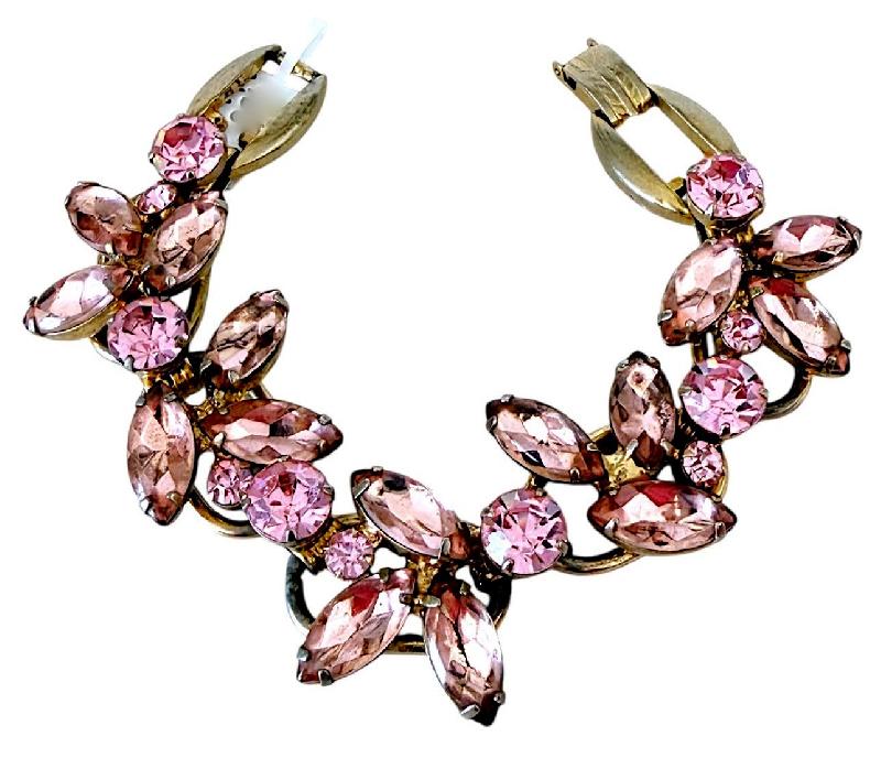 Front view of Pink Navettes Bracelet 5 Link