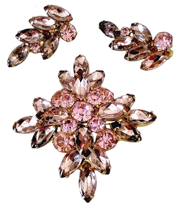 Front view of Pink Navettes Earrings Clip