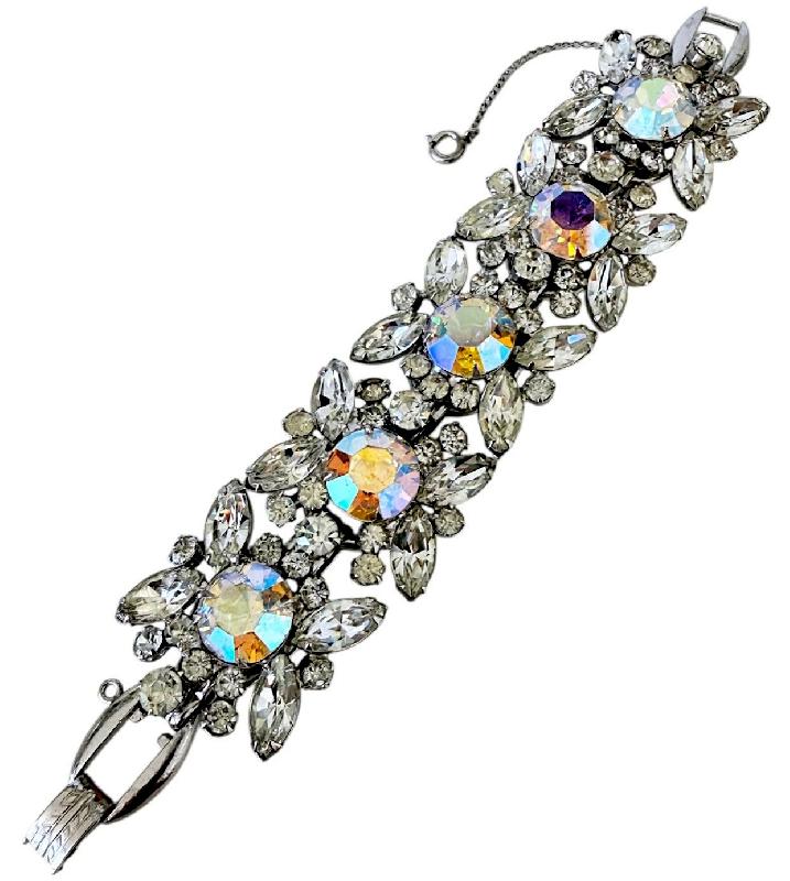 Front view of Clear Navettes Bracelet 5 Link
