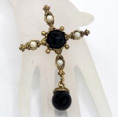 Black (jet) Cabochons Plastic Pin Pendant