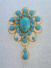 Turquoise Cabochons Spotted Brooch