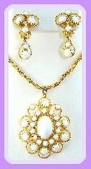 White (chalk Or Milk) Cabochons Pendant