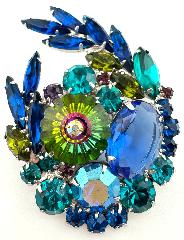 Multiple Colors Oval Rivoli/Margarita Brooch