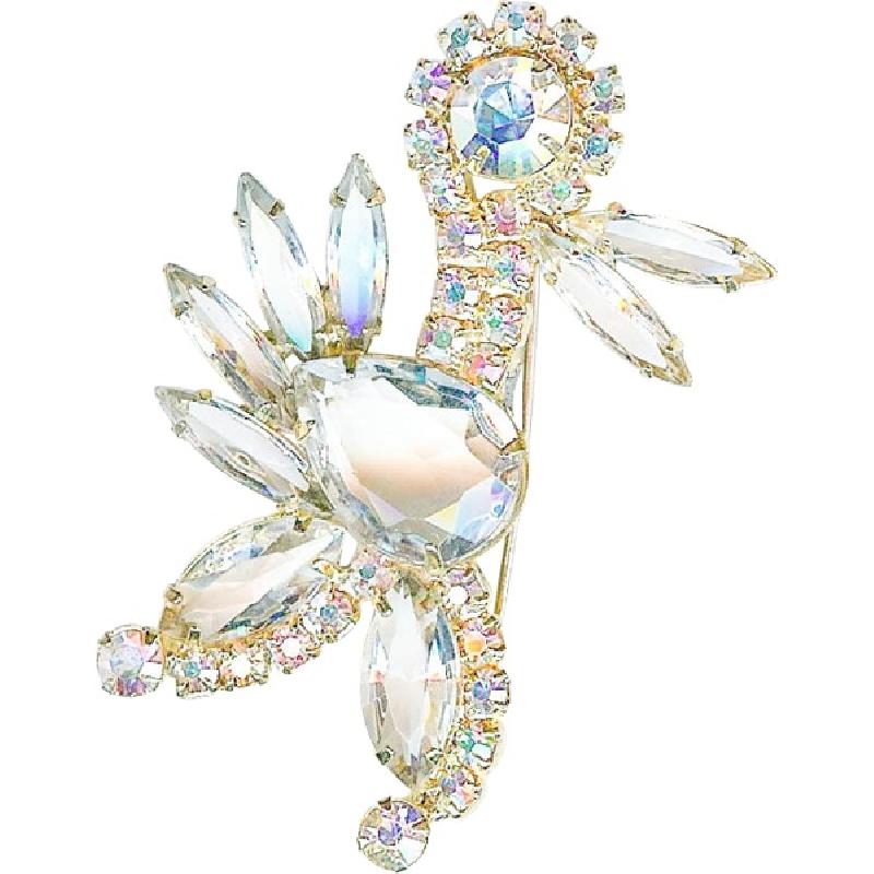 Front view of Clear Pear Brooch
