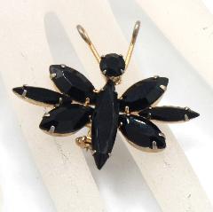 Black (jet) Navettes Brooch
