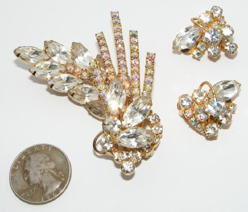 Front view of Clear Navettes Brooch