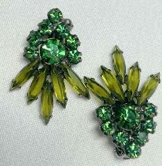Green Navettes Earrings Clip