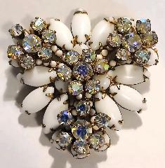 White (chalk Or Milk) Cabochons Brooch