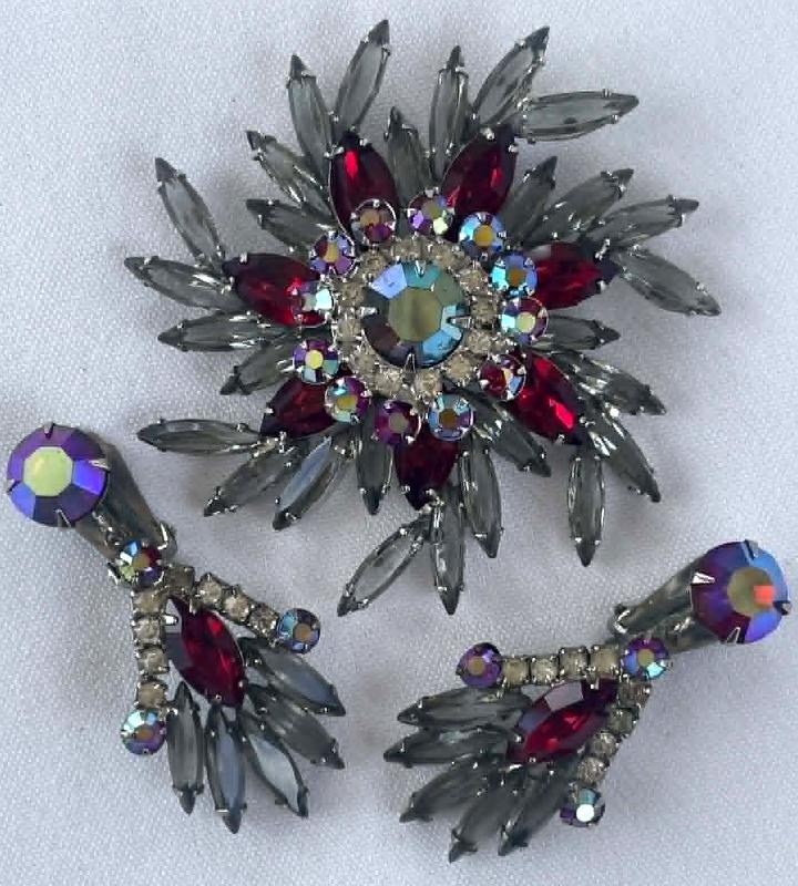 Front view of Multiple Colors Navettes Earrings Clip