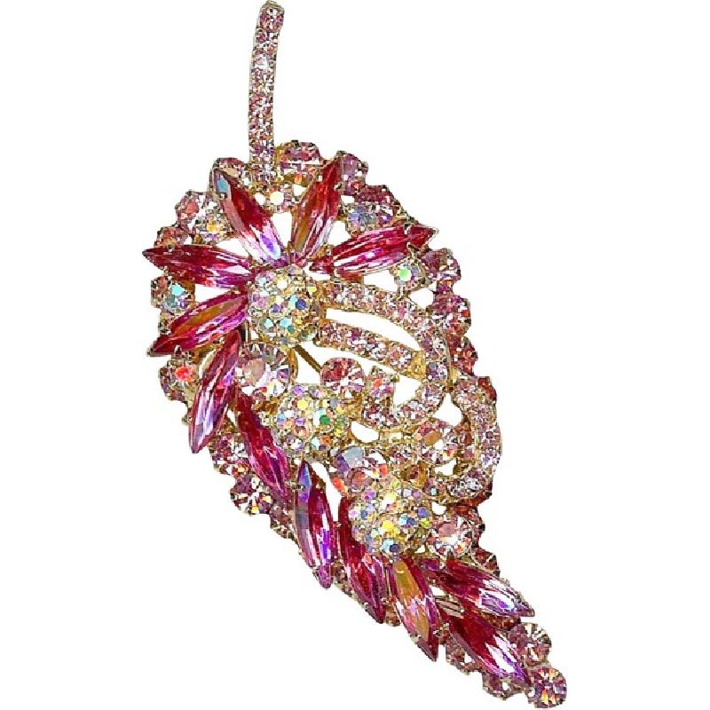 Front view of Pink Navettes Brooch