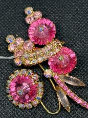 Pink Navettes Rivoli/Margarita Brooch