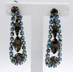 Gray (black Diamond) Navettes Earrings Clip