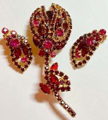 Red Navettes Rivoli/Margarita Brooch