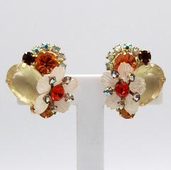 Yellow Oval Frosted Earrings Clip