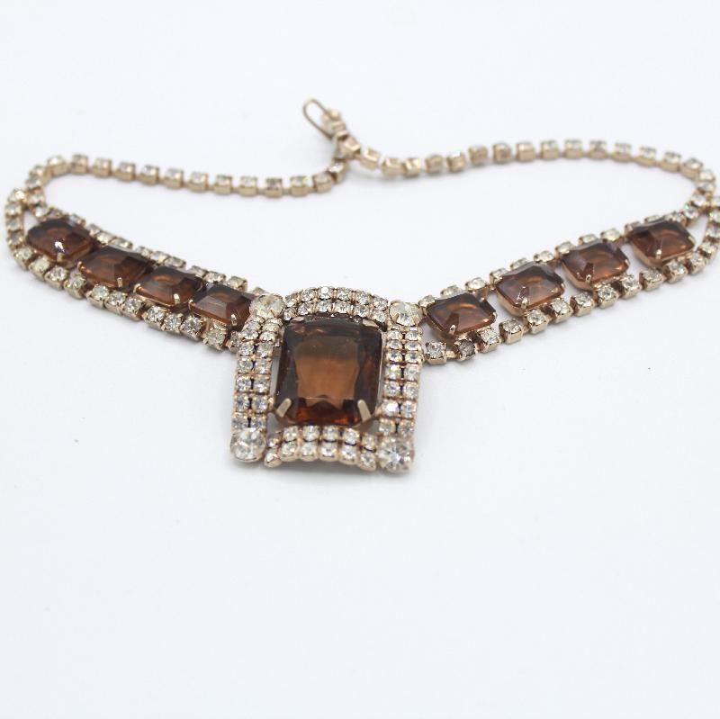 Front view of Topaz Emerald Cut Necklace