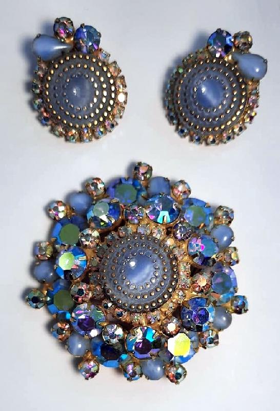 Front view of Blue Birthday Cake Molded/Cut Earrings Clip