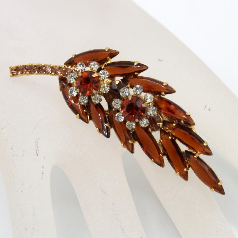 Front view of Topaz Navettes Brooch