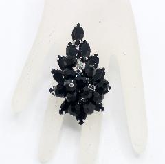 Black (jet) Navettes Pin Pendant