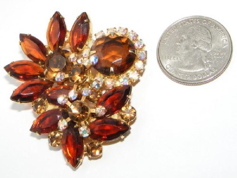 Front view of Topaz Navettes Brooch