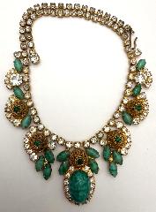 Green Cabochons Striped Necklace