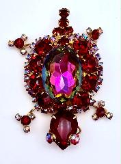 Red Oval Multi-Color/Shaded Brooch