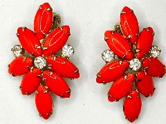 Orange Navettes Earrings Clip