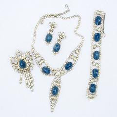 Blue Cabochons Plastic Bracelet Flat Push In