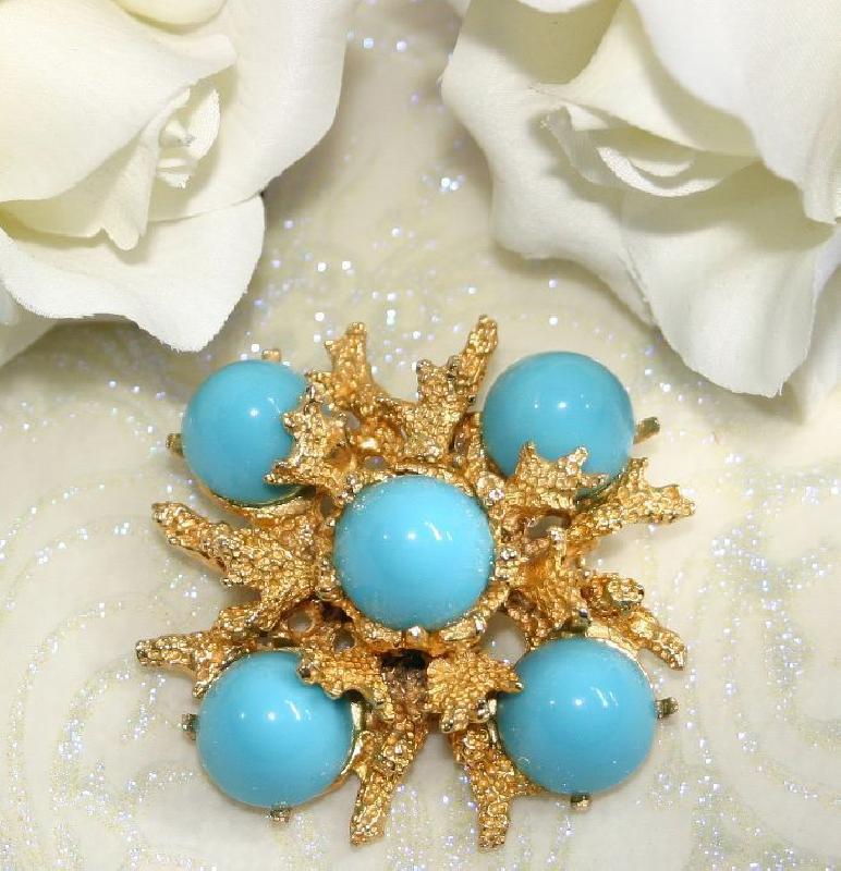 Front view of Blue Cabochons Pin Pendant