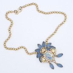 Blue Oval Frosted Necklace
