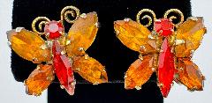Orange Navettes Earrings Clip
