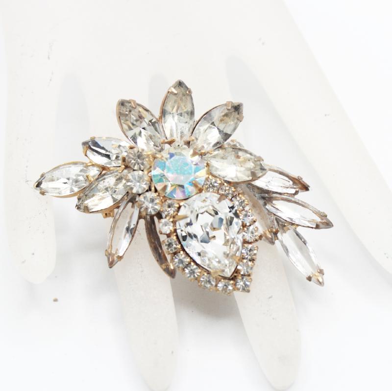 Front view of Clear Pear Brooch