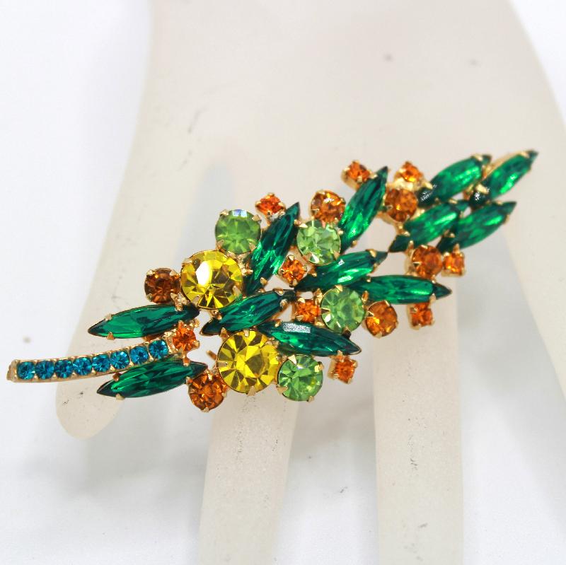 Front view of Multiple Colors Navettes Brooch