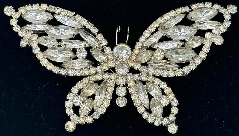Front view of Clear Navettes Brooch