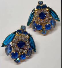 Blue Navettes Earrings Clip
