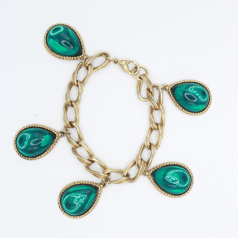 Front view of Green Pear Plastic Bracelet Charm