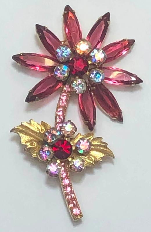 Front view of Pink Navettes Brooch