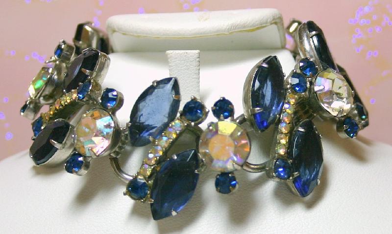 Front view of Blue Navettes Bracelet 5 Link
